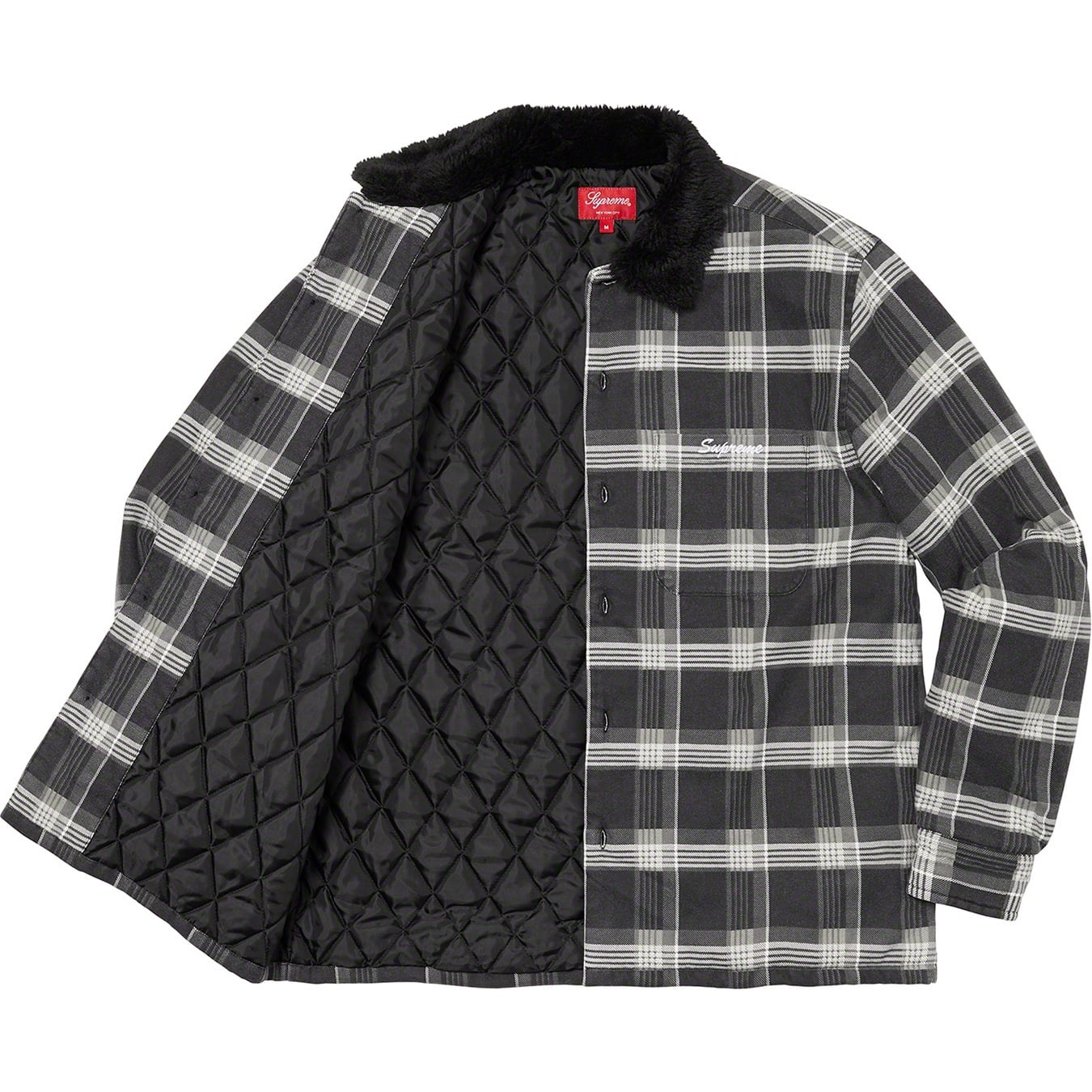 Faux Fur Collar Flannel Shirt view 3